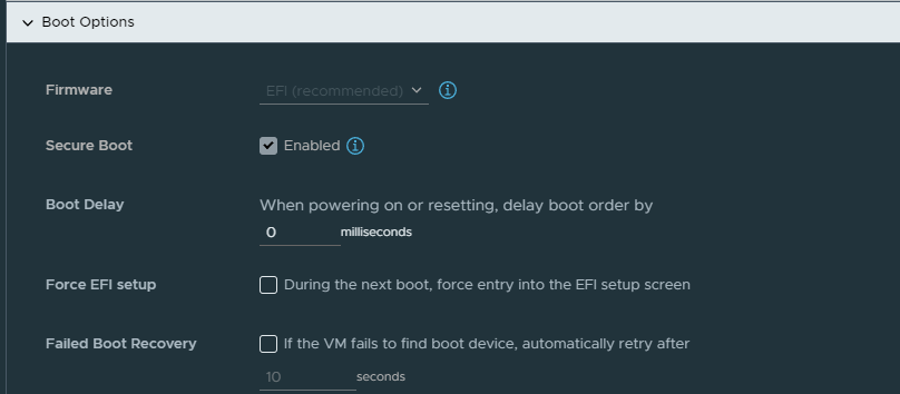 vSphere VM EFI boot options with secure boot enabled